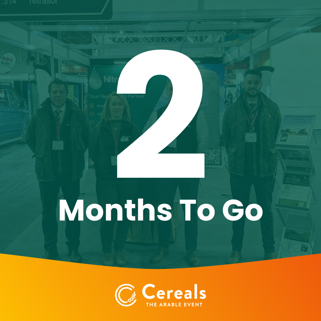 Nitrasol's four team members with the cereals event logo and '2 months to go' text overlaid